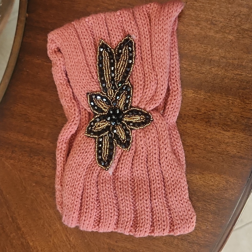 Jeweled Pink Knit ear warmer